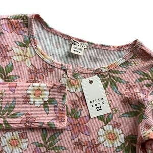 Billabong Girl's Med Pink Feelin Peachy Floral Smore Fun Thermal Long Sleeve Top